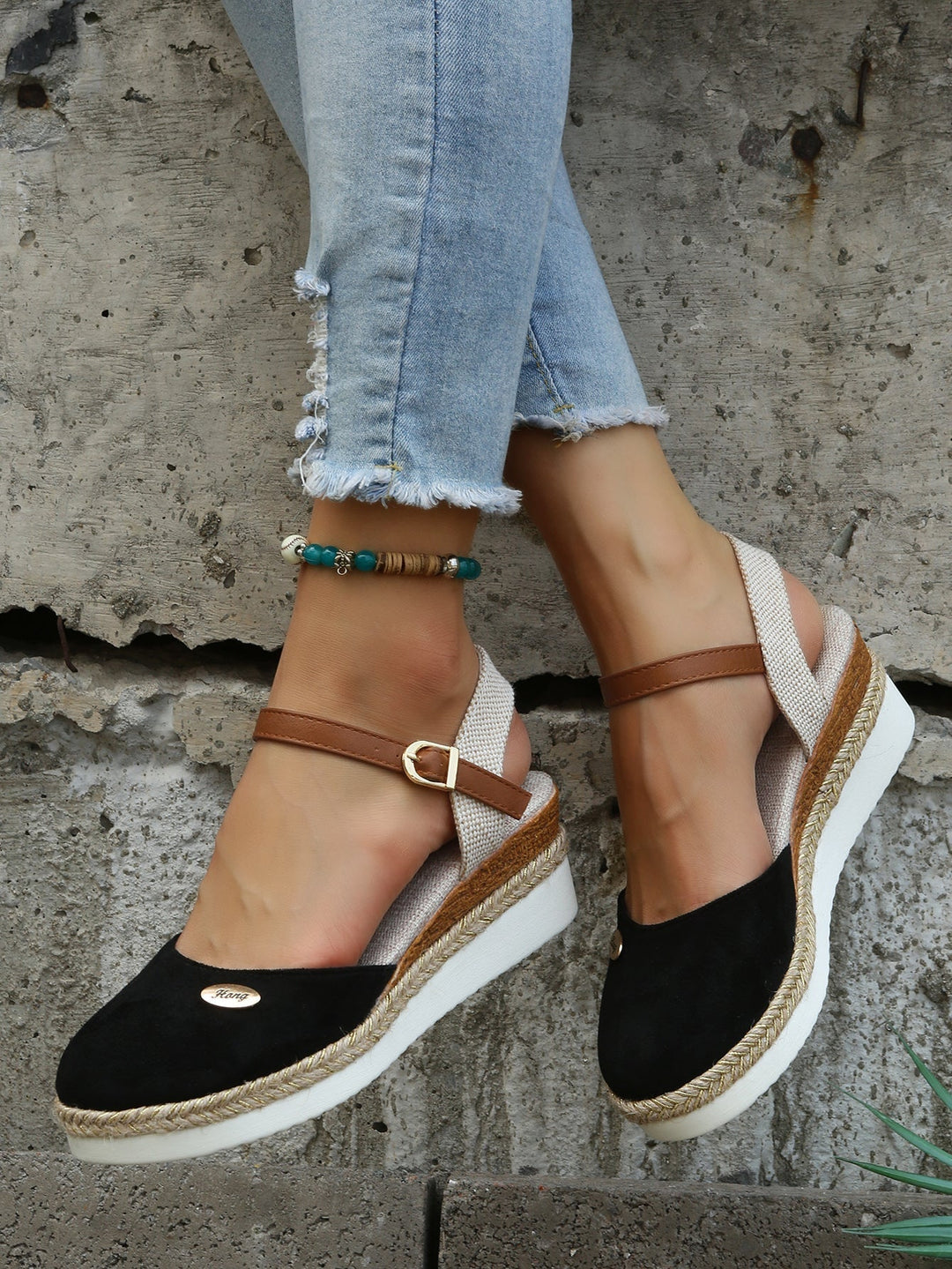 Orthopaedic Fashionable Brown Espadrilles - Livia-Black-4-Nora Luxe