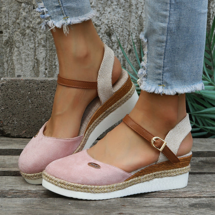 Orthopaedic Fashionable Brown Espadrilles - Livia-Pink-4-Nora Luxe