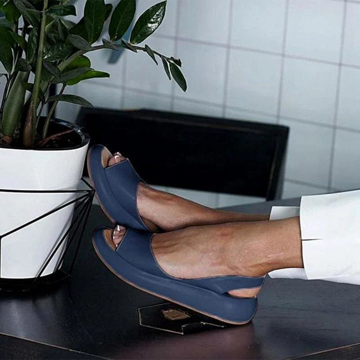 Orthopaedic ladies' comfort sandals with low heel – Livana-Blue-3-Nora Luxe