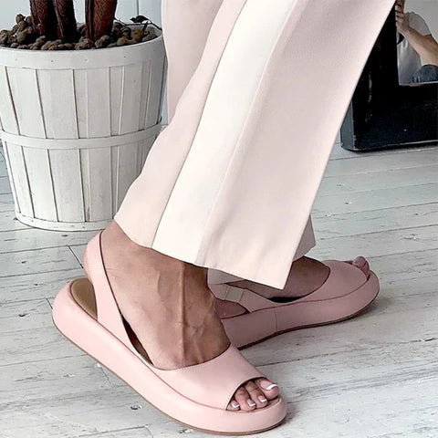 Orthopaedic ladies' comfort sandals with low heel – Livana-White-3-Nora Luxe