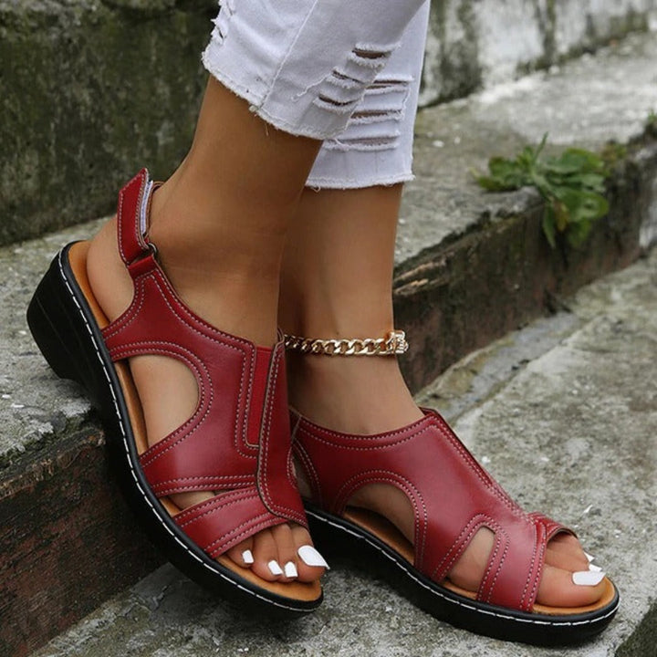 Orthopaedic Ladies Sandals - Bella-Red-2.5-Nora Luxe