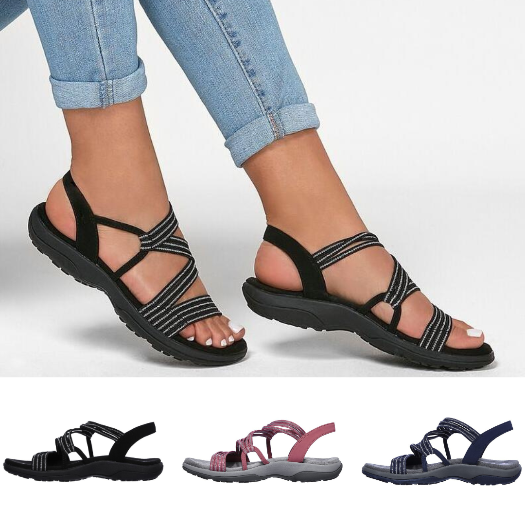 Orthopaedic ladies' sandals with adjustable straps – Elvira-Black-3-Nora Luxe