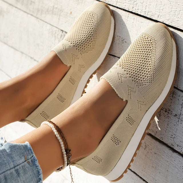 Orthopaedic Ladies Slip-ons - Olivia-Apricot-5-Nora Luxe