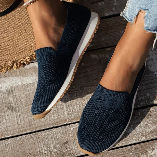 Orthopaedic Ladies Slip-ons - Olivia-Marine Blue-5-Nora Luxe
