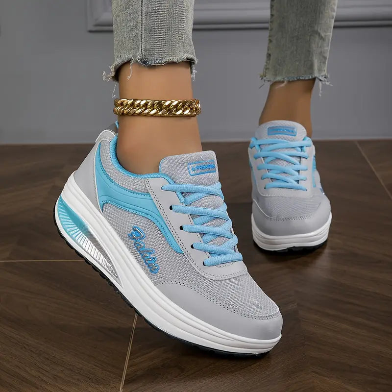Orthopaedic Ladies' Sneakers - Ariana-Gray with Blue-2.5-Nora Luxe