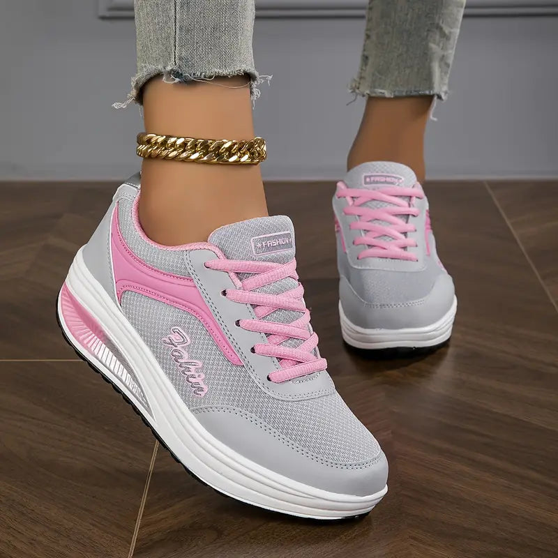 Orthopaedic Ladies' Sneakers - Ariana-Gray with Pink-2.5-Nora Luxe