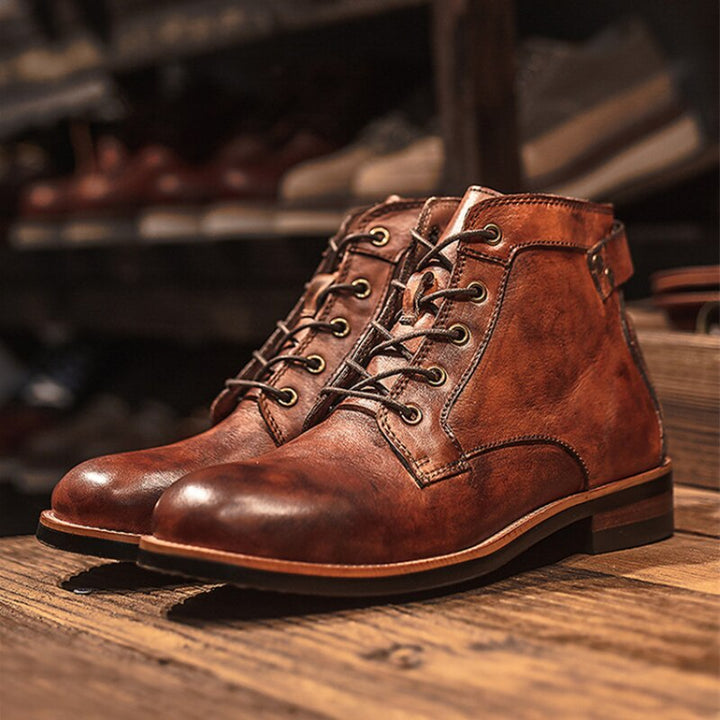 Orthopaedic Leather Men's Boots - Atlas-Brown-5.5-Nora Luxe