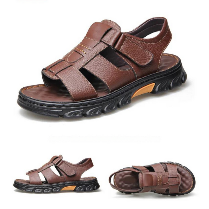 Orthopaedic Leather Men's Sandals – Thijs-Brown-6-State of Style