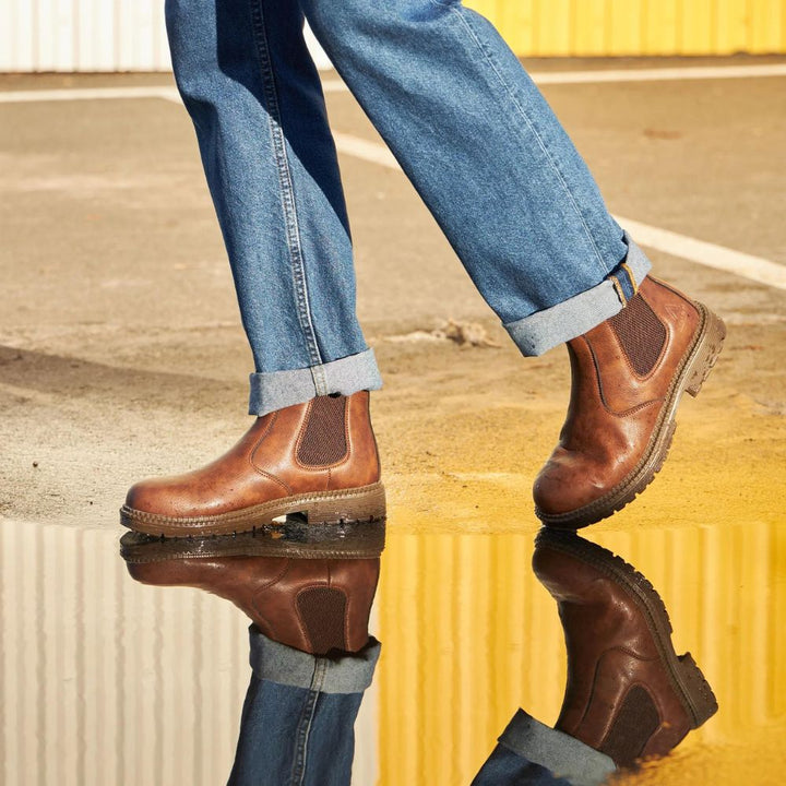 Orthopaedic Leather Safety Boots for Men - Matthias-Brown-4.5-Nora Luxe