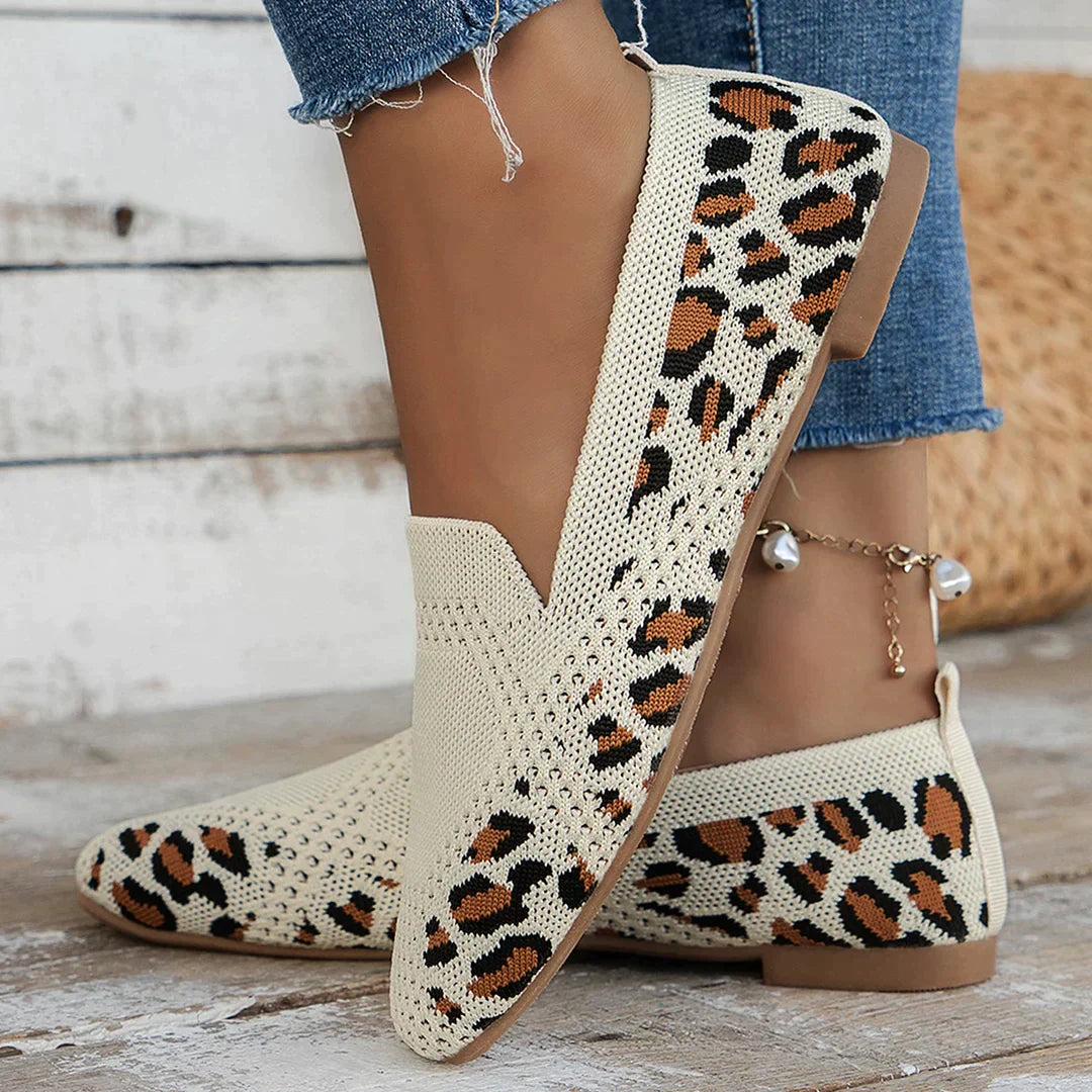 Orthopaedic Non-Slip Flat Shoes - Isabella-Leopard print-2.5-Nora Luxe