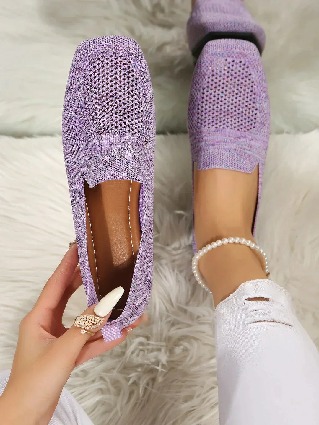 Orthopaedic Non-Slip Flat Shoes - Isabella-Purple-2.5-Nora Luxe