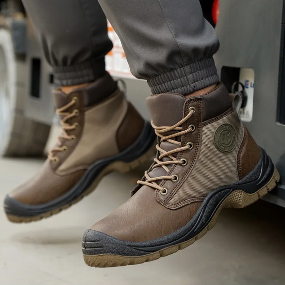 Orthopaedic Safety Boots with Steel Toe - SafeStep Pro-6-Brown-Nora Luxe