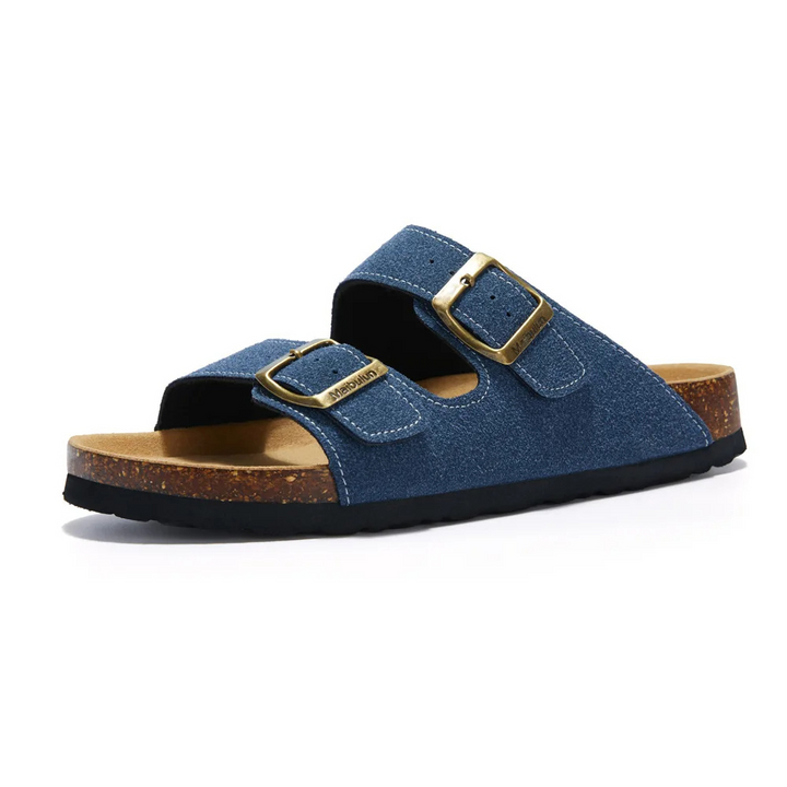 Orthopaedic Sandals with Cork Footbed | Superior Support-4-Blue-Nora Luxe