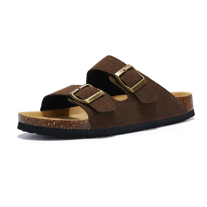 Orthopaedic Sandals with Cork Footbed | Superior Support-4-Brown-Nora Luxe