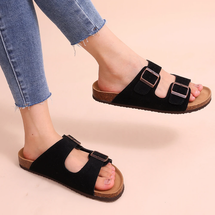 Orthopaedic Sandals with Cork Footbed | Superior Support-4-Brown-Nora Luxe