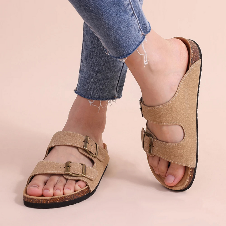 Orthopaedic Sandals with Cork Footbed | Superior Support-4-Brown-Nora Luxe