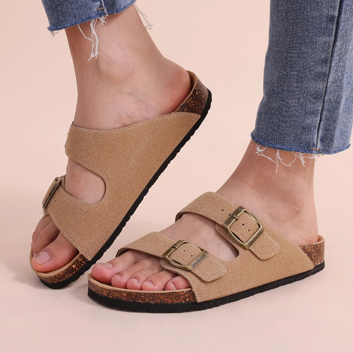 Orthopaedic Sandals with Cork Footbed | Superior Support-4-Brown-Nora Luxe