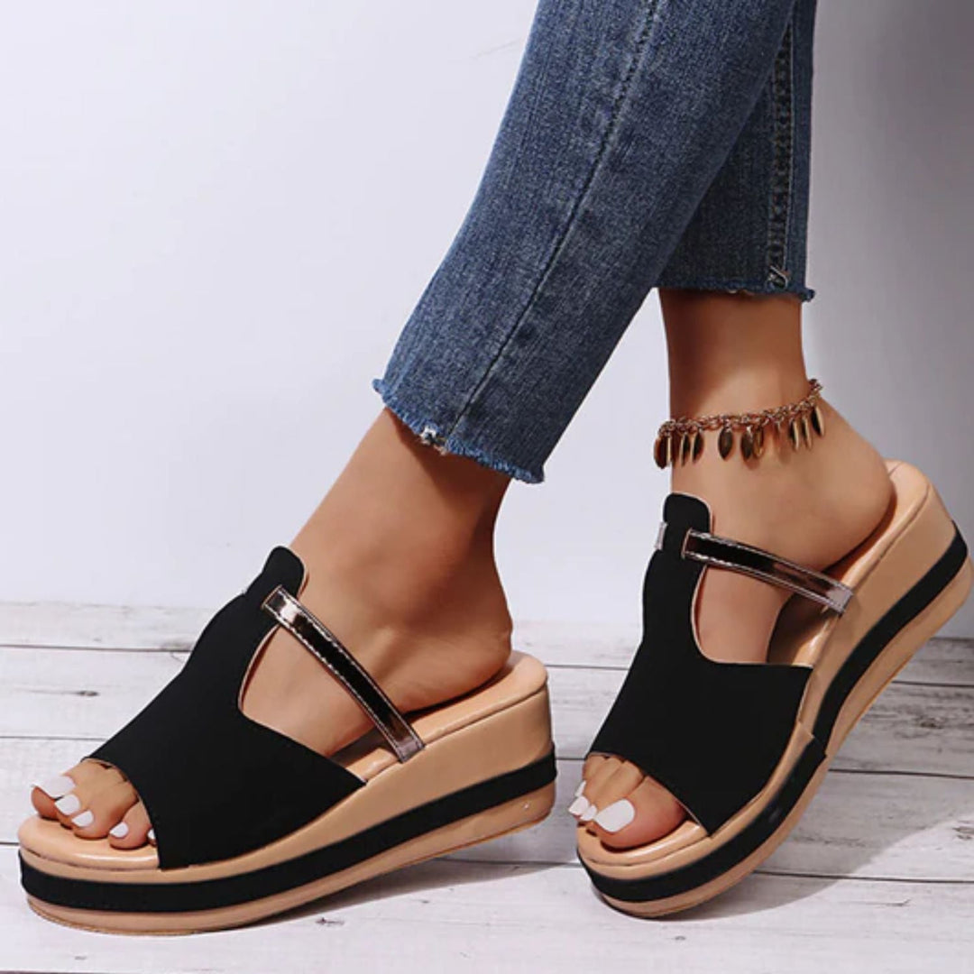 Orthopaedic Sandals with Raised Sole - Elevia-Black-4.5-Nora Luxe