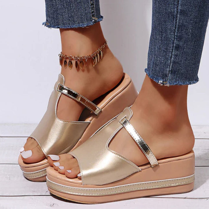 Orthopaedic Sandals with Raised Sole - Elevia-Gold-4.5-Nora Luxe