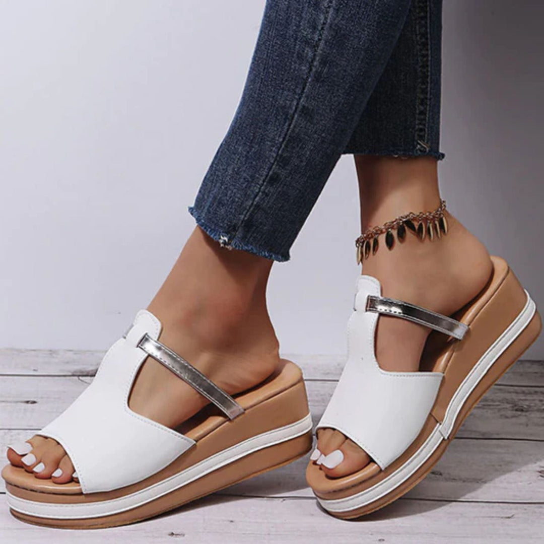 Orthopaedic Sandals with Raised Sole - Elevia-White-4.5-Nora Luxe
