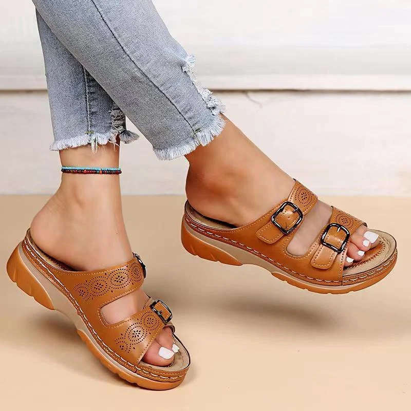 Orthopaedic women's comfort sandals with gel sole – buy 1, get 1 free – Sofia-Brown-3-Nora Luxe