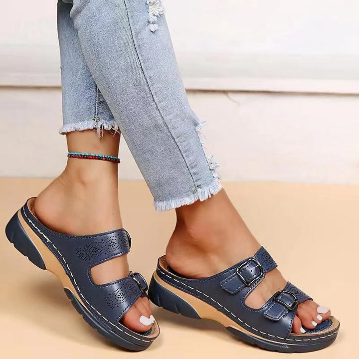 Orthopaedic women's comfort sandals with gel sole – buy 1, get 1 free – Sofia-Dark blue-3-Nora Luxe