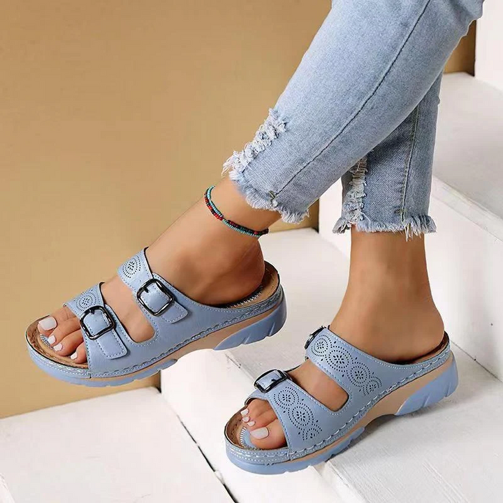 Orthopaedic women's comfort sandals with gel sole – buy 1, get 1 free – Sofia-Light blue-3-Nora Luxe
