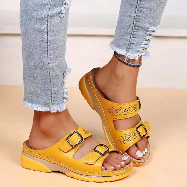 Orthopaedic women's comfort sandals with gel sole – buy 1, get 1 free – Sofia-Yellow-3-Nora Luxe