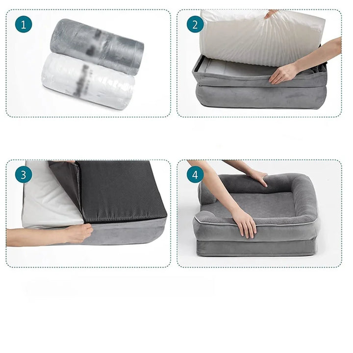 Orthopedic Comfort Dog Bed Grey - Max-27.6 × 22.8 × 7.1 in-Nora Luxe