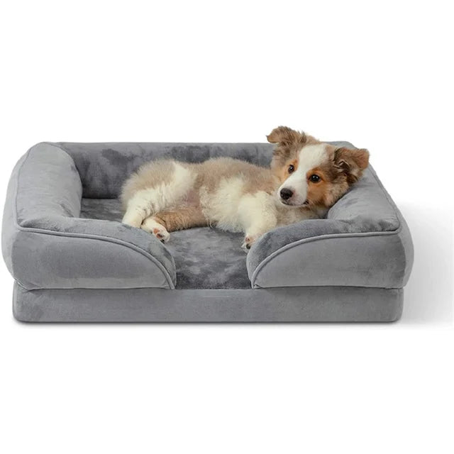 Orthopedic Comfort Dog Bed Grey - Max-27.6 × 22.8 × 7.1 in-Nora Luxe