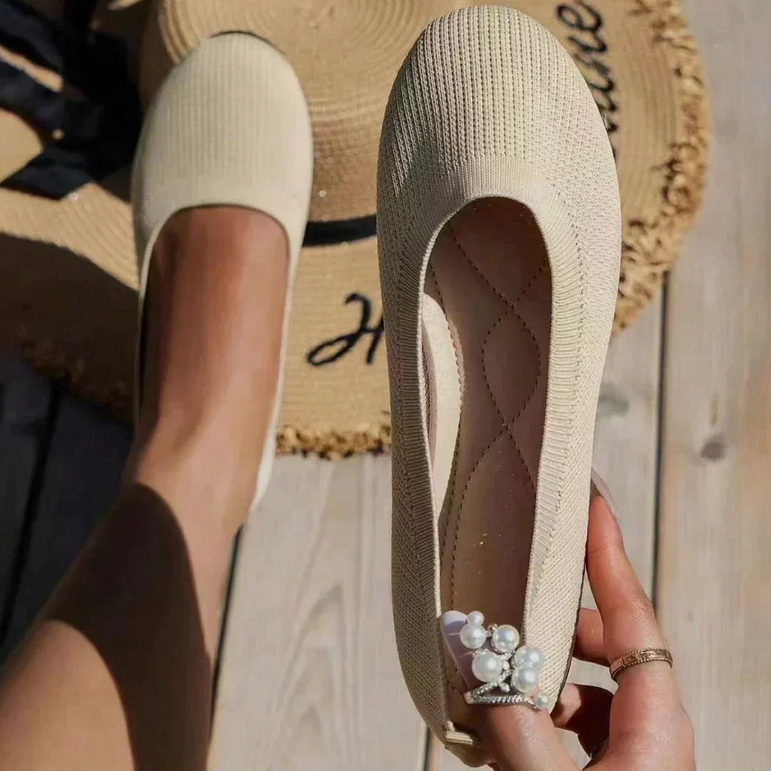 Orthopedic ladies' ballerinas with comfort sole & classic design – Mia-Beige-4-Nora Luxe