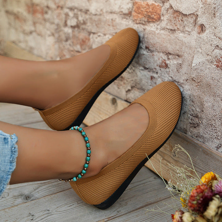 Orthopedic ladies' ballerinas with comfort sole & classic design – Mia-Khaki-4-Nora Luxe