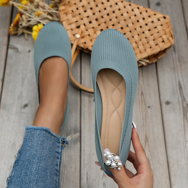 Orthopedic ladies' ballerinas with comfort sole & classic design – Mia-Light blue-4-Nora Luxe