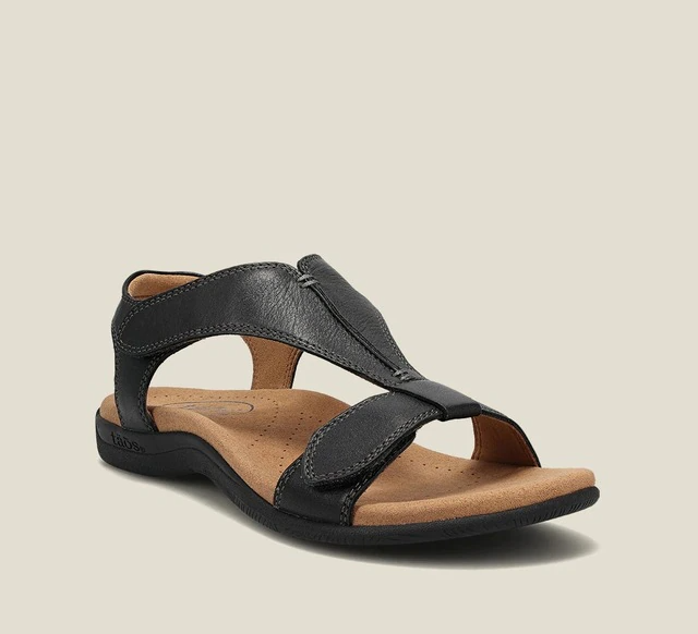 Orthopedic ladies' sandals with wedge heel & comfort sole – Eleni-Black-3-Nora Luxe