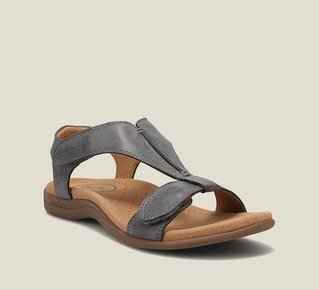 Orthopedic ladies' sandals with wedge heel & comfort sole – Eleni-Grey-3-Nora Luxe