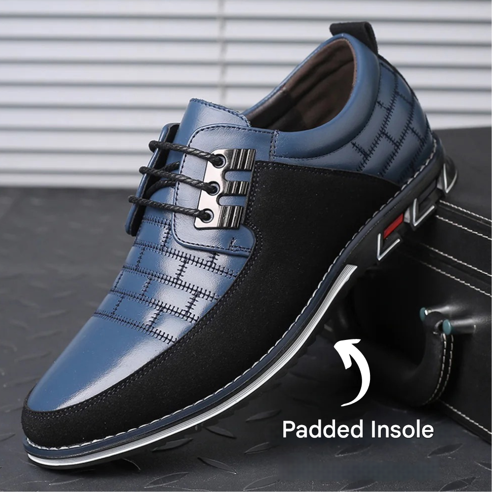 Orthopedic Leather Men's Shoes - GentleStep-Black-6-Nora Luxe
