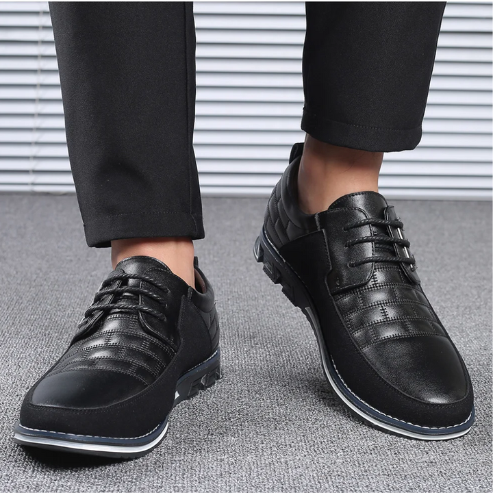 Orthopedic Leather Men's Shoes - GentleStep-Black-6-Nora Luxe