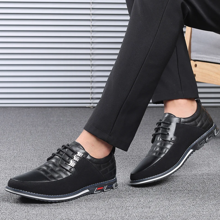 Orthopedic Leather Men's Shoes - GentleStep-Black-6-Nora Luxe
