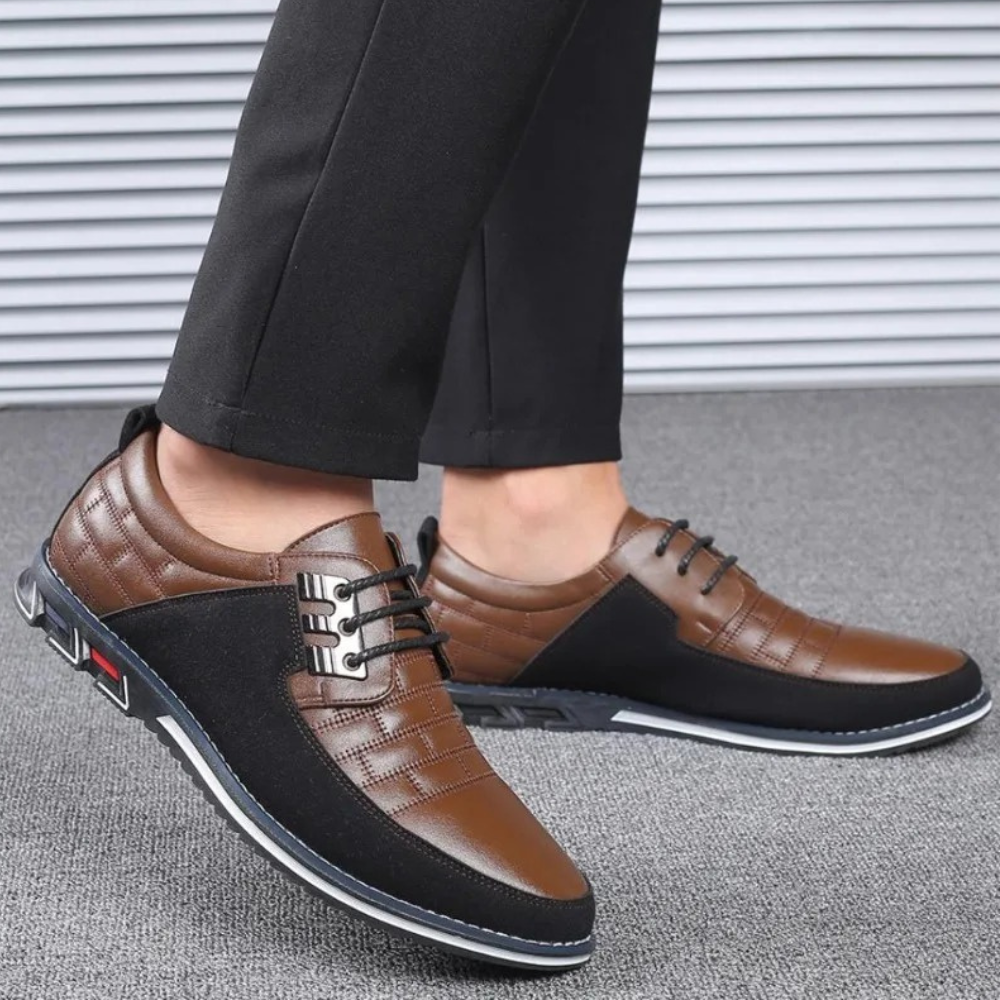 Orthopedic Leather Men's Shoes - GentleStep-Brown-6-Nora Luxe