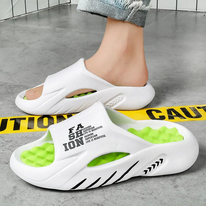 Orthopedic Massage Slippers | Pain Relief | Arch Support-3-White Green-Nora Luxe