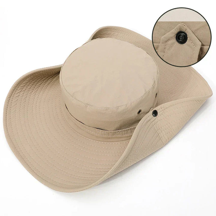 Outdoor Summer Hat with Chin Strap and Water-Repellent Fabric – Ranger-Khaki-State of Style