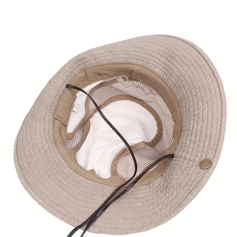 Outdoor Sun Hat with Adjustable Straps and Wide Brim – Solantra-Khaki-State of Style