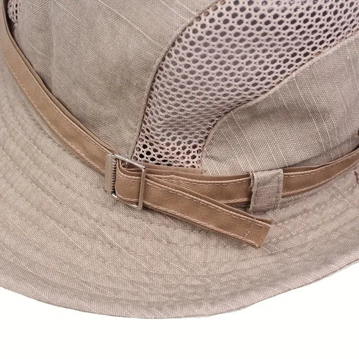 Outdoor Sun Hat with Adjustable Straps and Wide Brim – Solantra-Khaki-State of Style