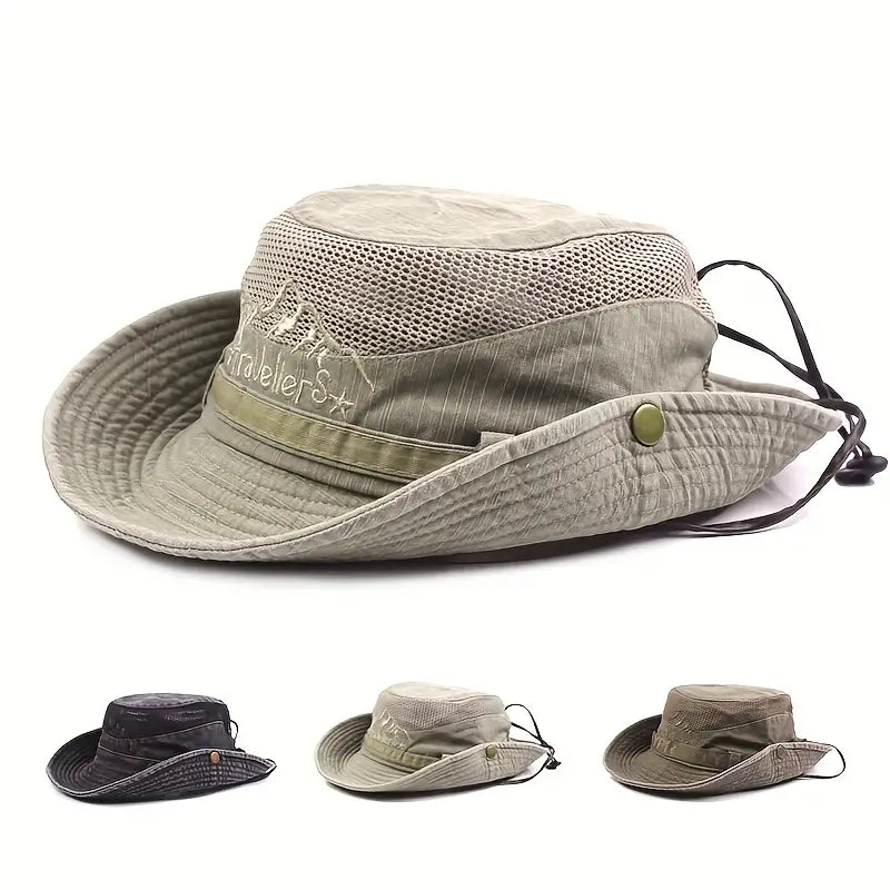 Outdoor Sun Hat with Adjustable Straps and Wide Brim – Solantra-Khaki-State of Style