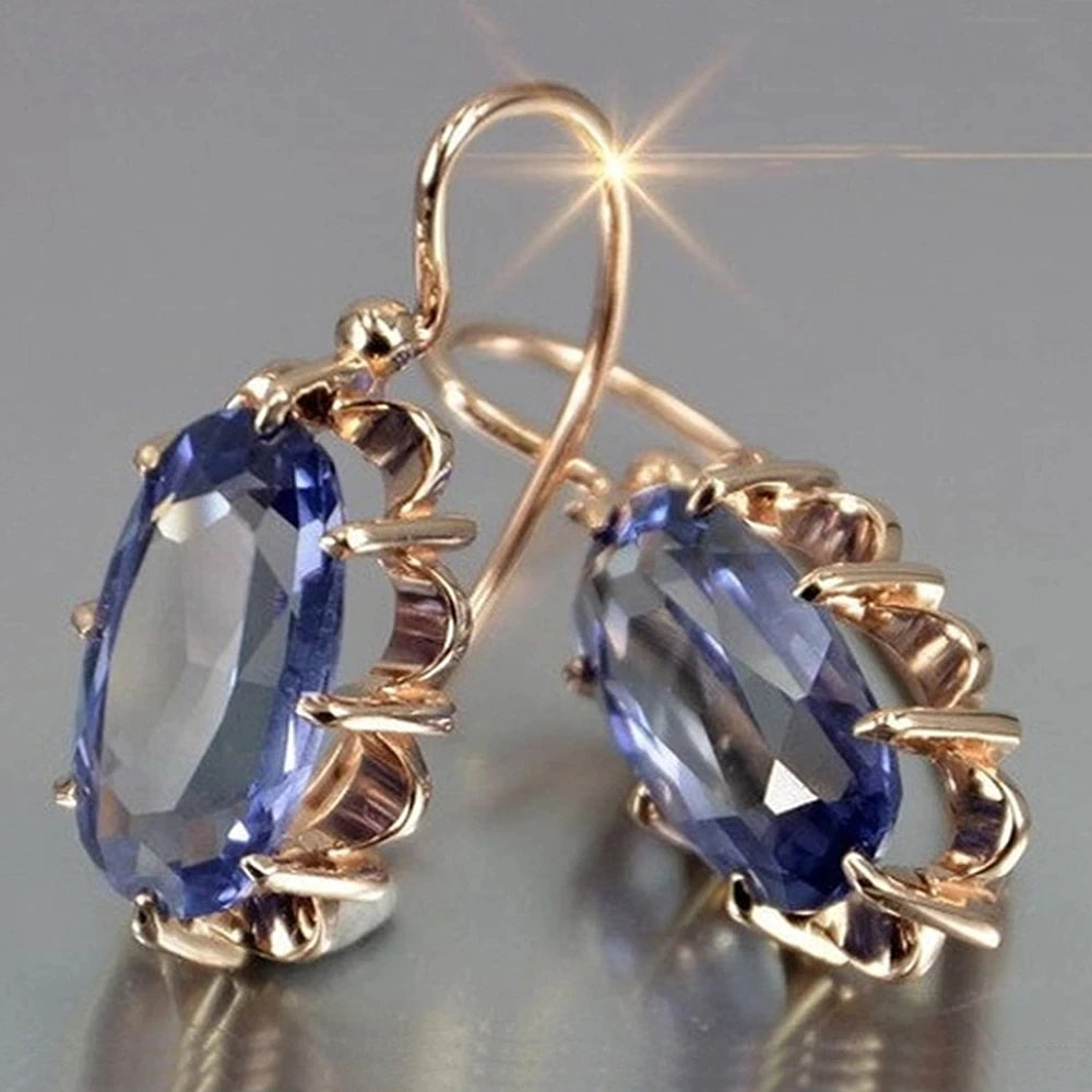 Oval Zirconia Gold Earrings - Lina-Nora Luxe