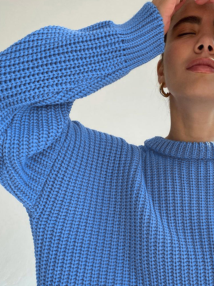Oversized Chunky Knitted Sweater for Women - Amara-Blue-S-Nora Luxe