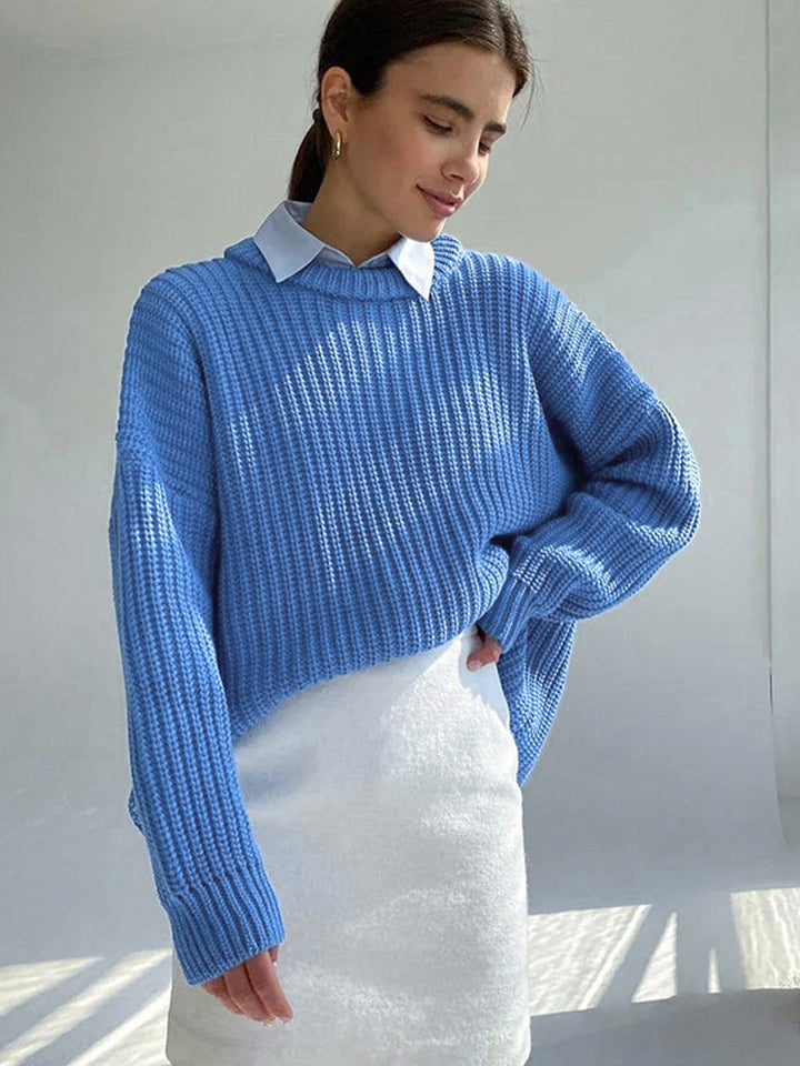 Oversized Chunky Knitted Sweater for Women - Amara-Blue-S-Nora Luxe