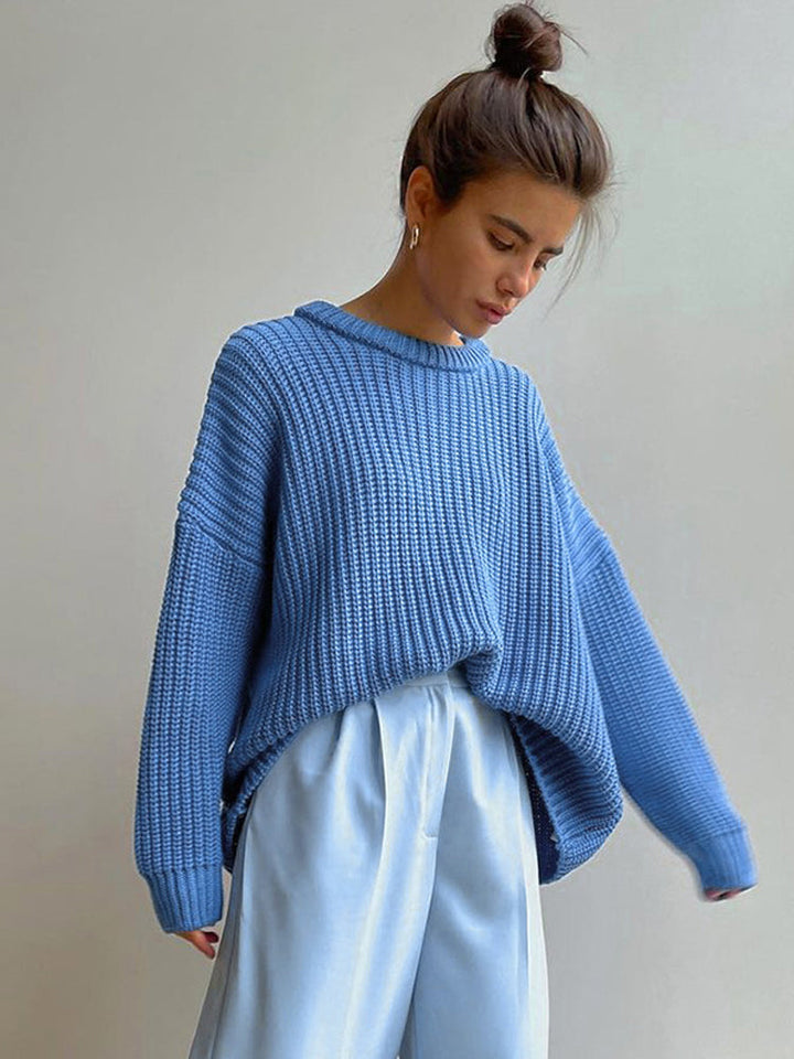 Oversized Chunky Knitted Sweater for Women - Amara-Blue-S-Nora Luxe