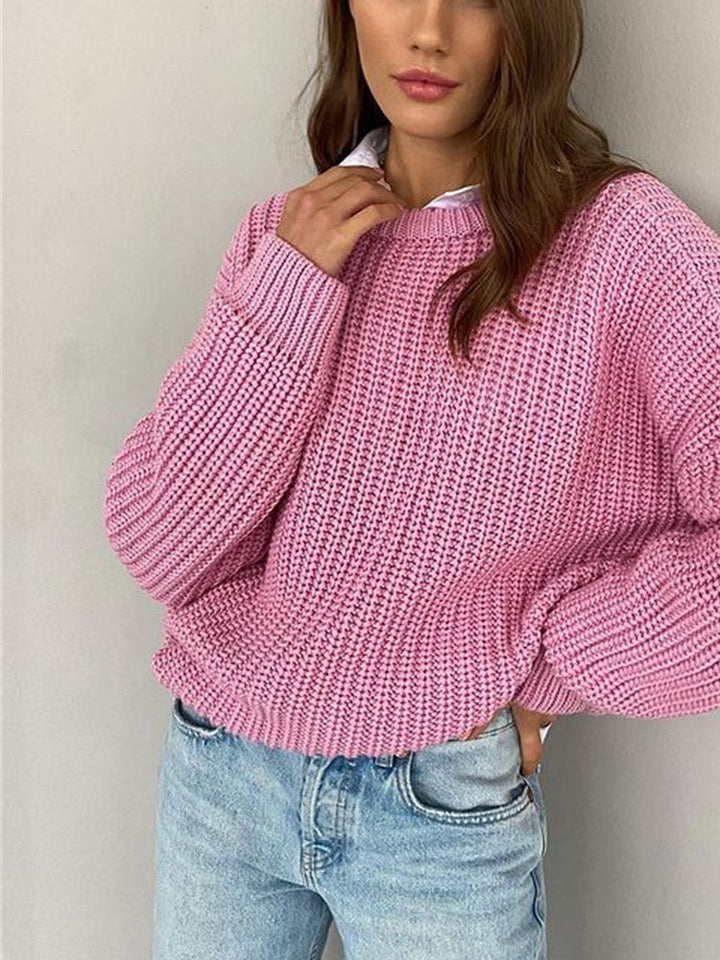 Oversized Chunky Knitted Sweater for Women - Amara-Pink-S-Nora Luxe
