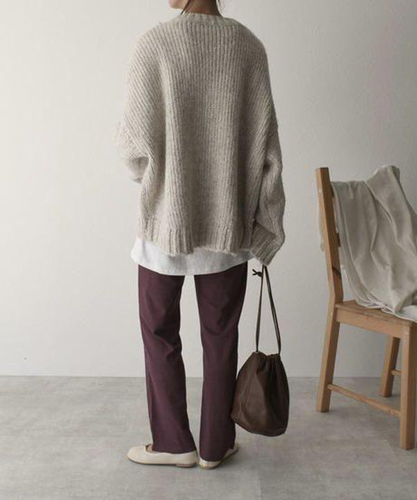 Oversized Knitted Sweater - AutumnComfort-S-Nora Luxe